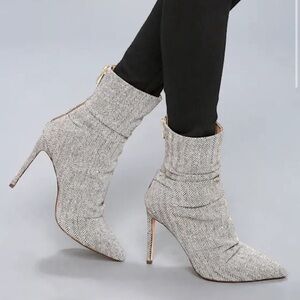 Lulus brown tweed mid calf boots